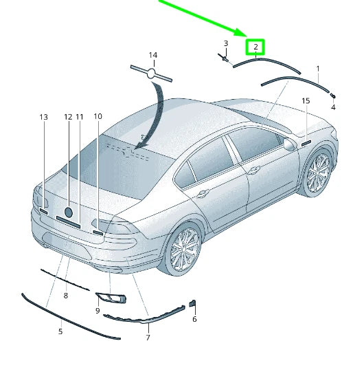 NEW VOLKSWAGEN PASSAT B8 3G FRONT RIGHT WATER DEFLECTOR STRIP 3G0854542A