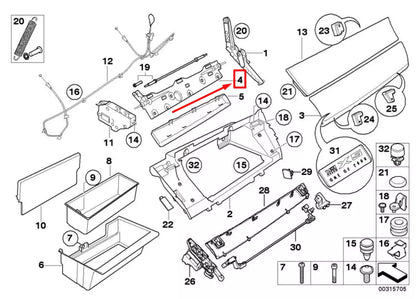 NEW BMW X5 E70 UPPER GLOVE BOX HINGE 9114127 51169114127 ORIGINAL