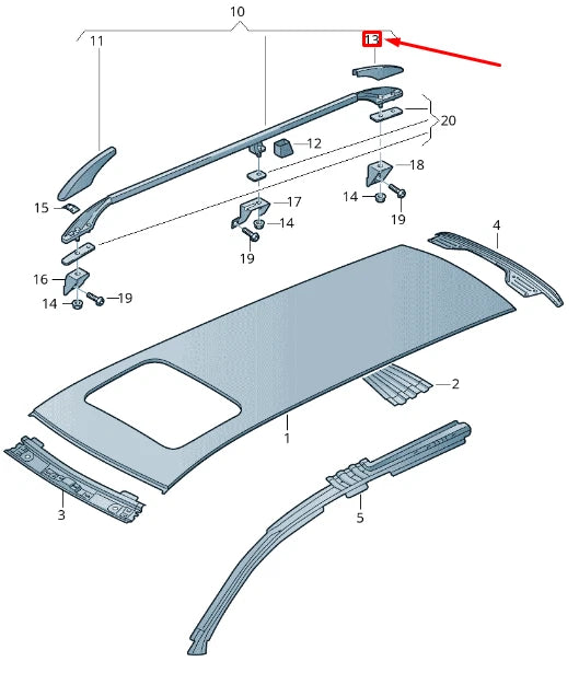 NEW VOLKSWAGEN PASSAT ESTATE B7 REAR LEFT ROOF RAIL COVER 3C9860149A9B9