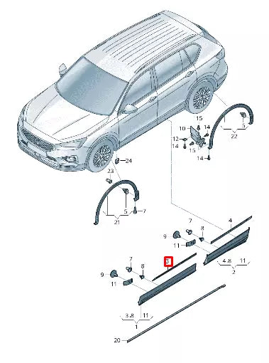 NEW VW TIGUAN AD FRONT LEFT DOOR CHROME MOLDING TRIM 5NA853331A2ZZ ORIGINAL