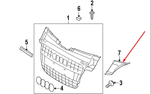 NEW AUDI TT 8J FRONT BUMPER CENTER GRILLE LEFT COVER 8J0807081B 2010 ORIGINAL