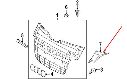 NEW AUDI TT 8J FRONT BUMPER CENTER GRILLE LEFT COVER 8J0807081B 2010 ORIGINAL