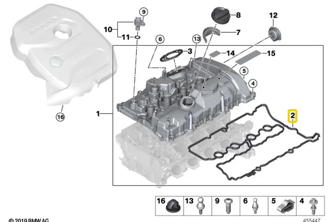 NEW BMW 1 F21 CYLINDER HEAD VALVE COVER GASKET SEAL 11128618519 ORIGINAL