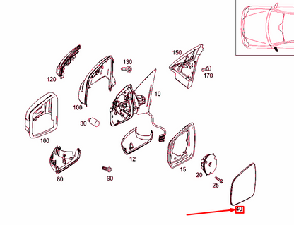 NEW MERCEDES-BENZ C W204 FRONT LEFT DOOR MIRROR GLASS A2048100921 ORIGINAL