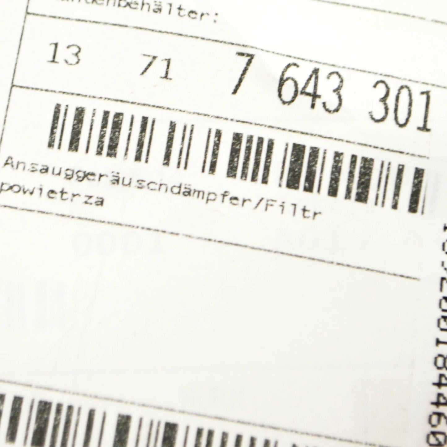 NEW BMW 5 G30 AIR FILTER CLEANER BOX 13717643301 ORIGINAL