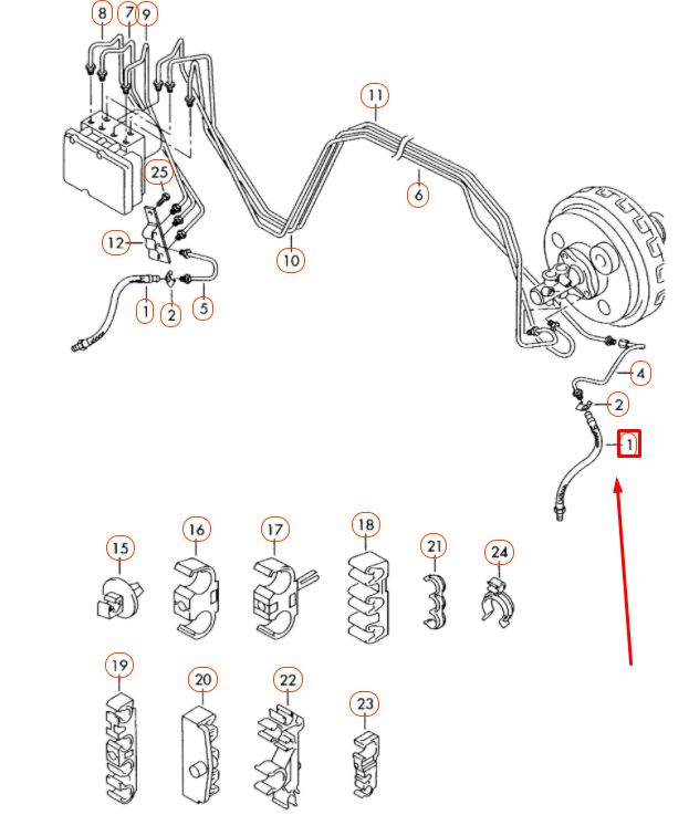 NEW AUDI Q7 4L FRONT BRAKE HOSE 7P6611701 ORIGINAL