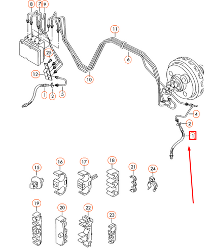NEW AUDI Q7 4L FRONT BRAKE HOSE 7P6611701 ORIGINAL