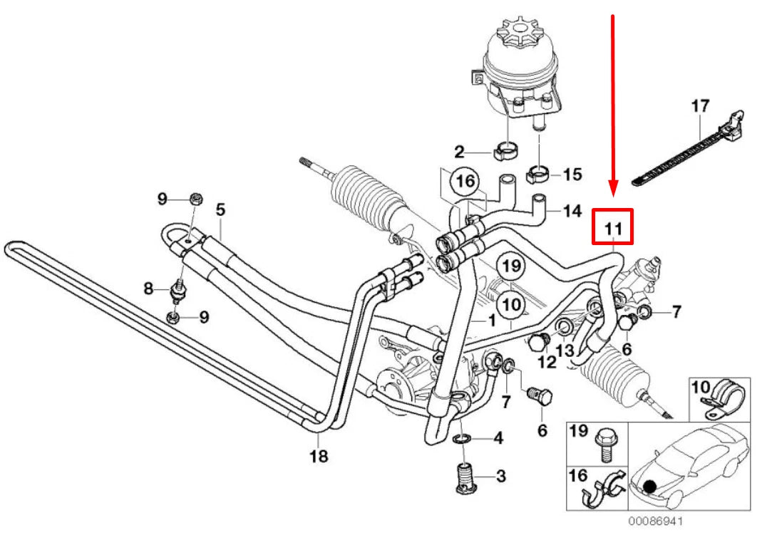 NEW BMW X5 E53 POWER STEERING RETURN HOSE 6767137 32416767137 ORIGINAL