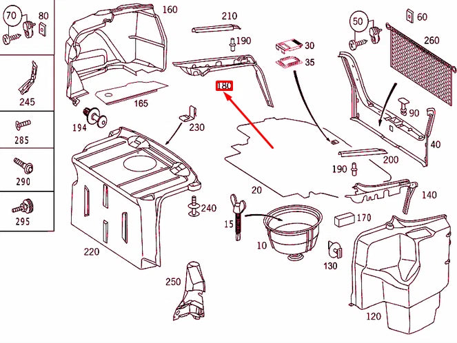 NEW MERCEDES-BENZ S W220 LUGAGGE RIGHT TOP COVER A22069042307C45 ORIGINAL