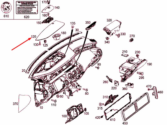 NEW MB S C217 INSTRUMENT PANEL CENTER FILL COVER LHD A21768007079J48 ORIGINAL