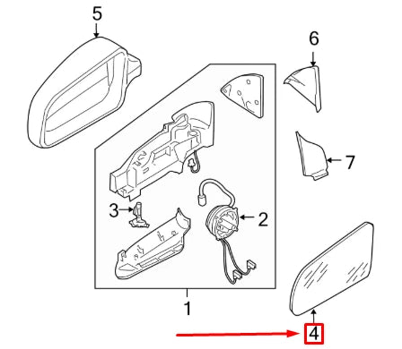 NEW AUDI A3 8P FRONT LEFT DOOR MIRROR GLASS LHD 8T0857535F ORIGINAL