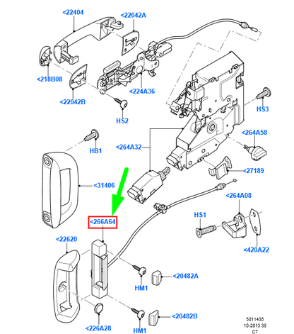 new ford transit connect mk1 sliding door right inner handle 4447365 original