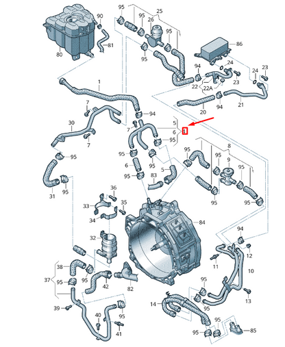 new vw touareg 7p mk2 coolant hose 7p0121070f original