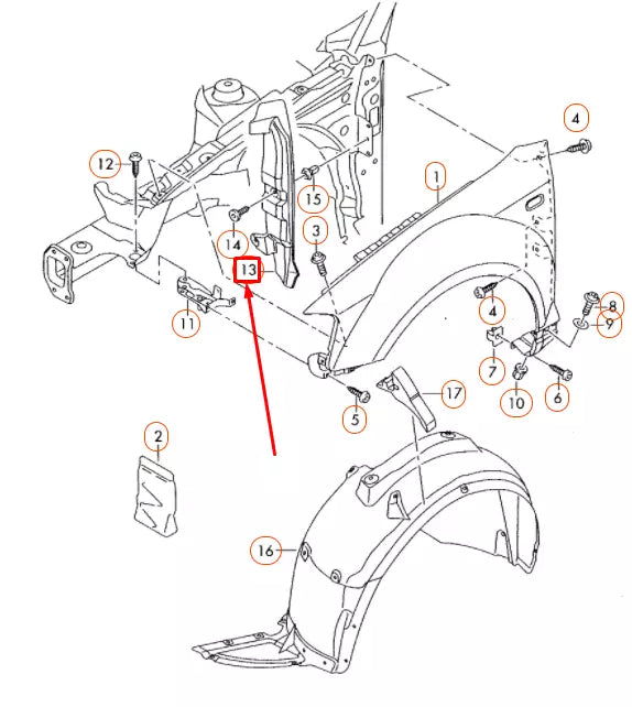 NEW AUDI A3 8P FRONT RIGHT FENDER CLOSING ELEMENT 8P0821112B