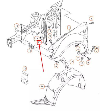 NEW AUDI A3 8P FRONT RIGHT FENDER CLOSING ELEMENT 8P0821112B