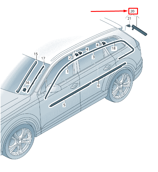 new audi q7 4m rear right spoiler 4m0854872a5fq 4m0854872a 5fq original