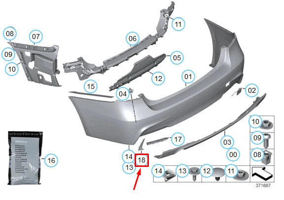 NEW BMW F80 F82 F83 REAR BUMPER GRID GRILLE LEFT 51128056587