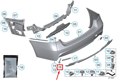 NEW BMW F80 F82 F83 REAR BUMPER GRID GRILLE LEFT 51128056587