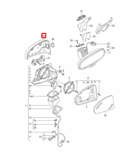 NEW AUDI TT ROADSTER 8J9 FRONT LEFT DOOR MIRROR CAP COVER 8S0857527A3Q7 ORIGINAL