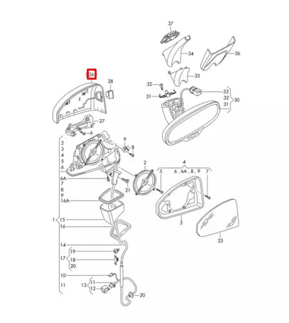 NEW AUDI TT ROADSTER 8J9 FRONT LEFT DOOR MIRROR CAP COVER 8S0857527A3Q7 ORIGINAL