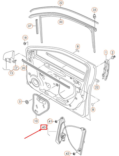 NEW VOLKSWAGEN PASSAT B8 FRONT LEFT DOOR WINDOW REGULATOR 561837461D ORIGINAL