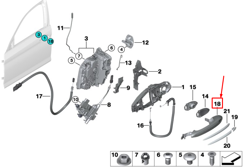 new bmw 6 gran turismo g32 front right door exterior handle 51218492203 original