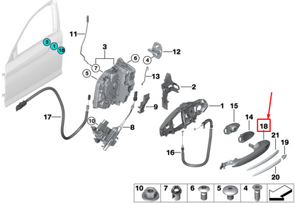 new bmw 6 gran turismo g32 front right door exterior handle 51218492203 original
