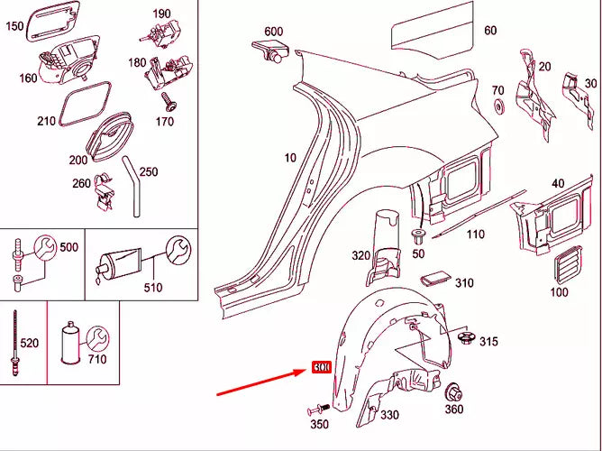 NEW MERCEDES-BENZ S W221 REAR RIGHT WHEEL ARCH COVER A2216901930 ORIGINAL