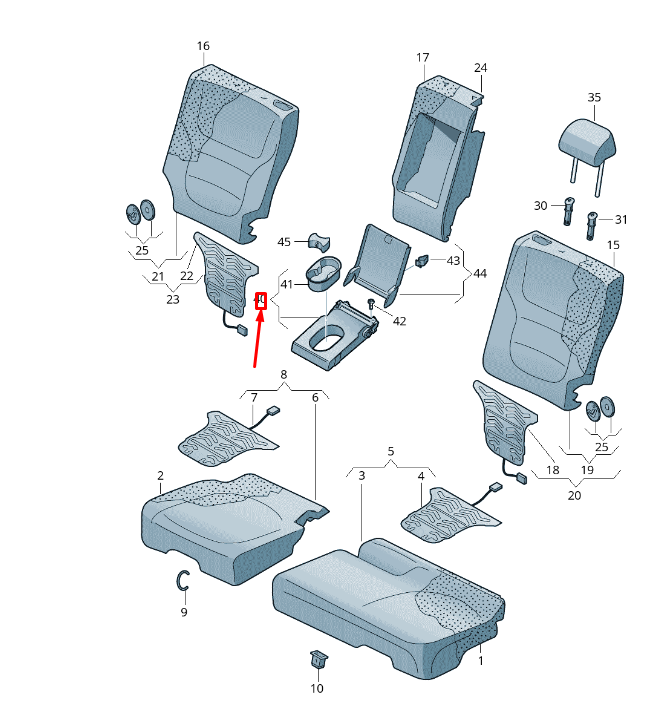 new vw touareg 7p mk2 rear seat center armrest 7p6885081ahdoj original