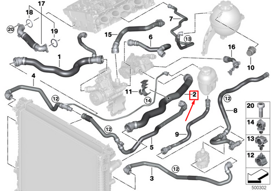 new bmw x5 g05 heat management module hose 17129797608 original