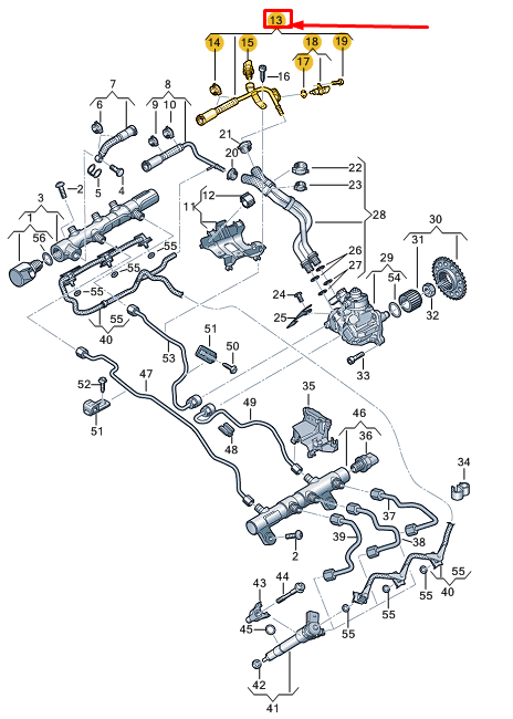 new audi a8 d5 fuel feed line 059130299cl original