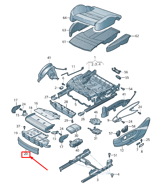 NEW VW TOUAREG CR FRONT CENTER RIGHT SEAT FRAME TRIM 760881794A4PK ORIGINAL