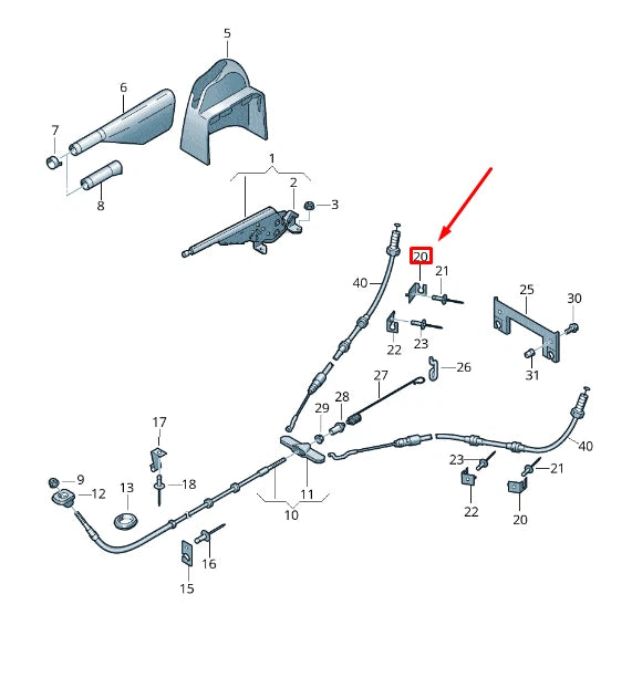 NEW VW TRANSPORTER T6 HAND BRAKE CABLE REAR LEFT BRACKET 7E0711443A