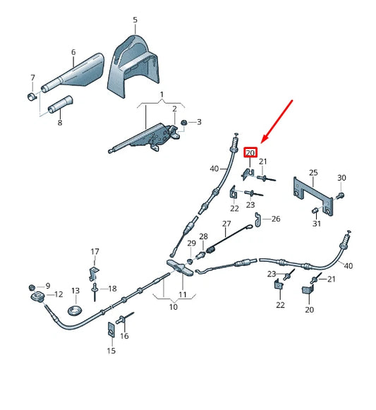 NEW VW TRANSPORTER T6 HAND BRAKE CABLE REAR LEFT BRACKET 7E0711443A