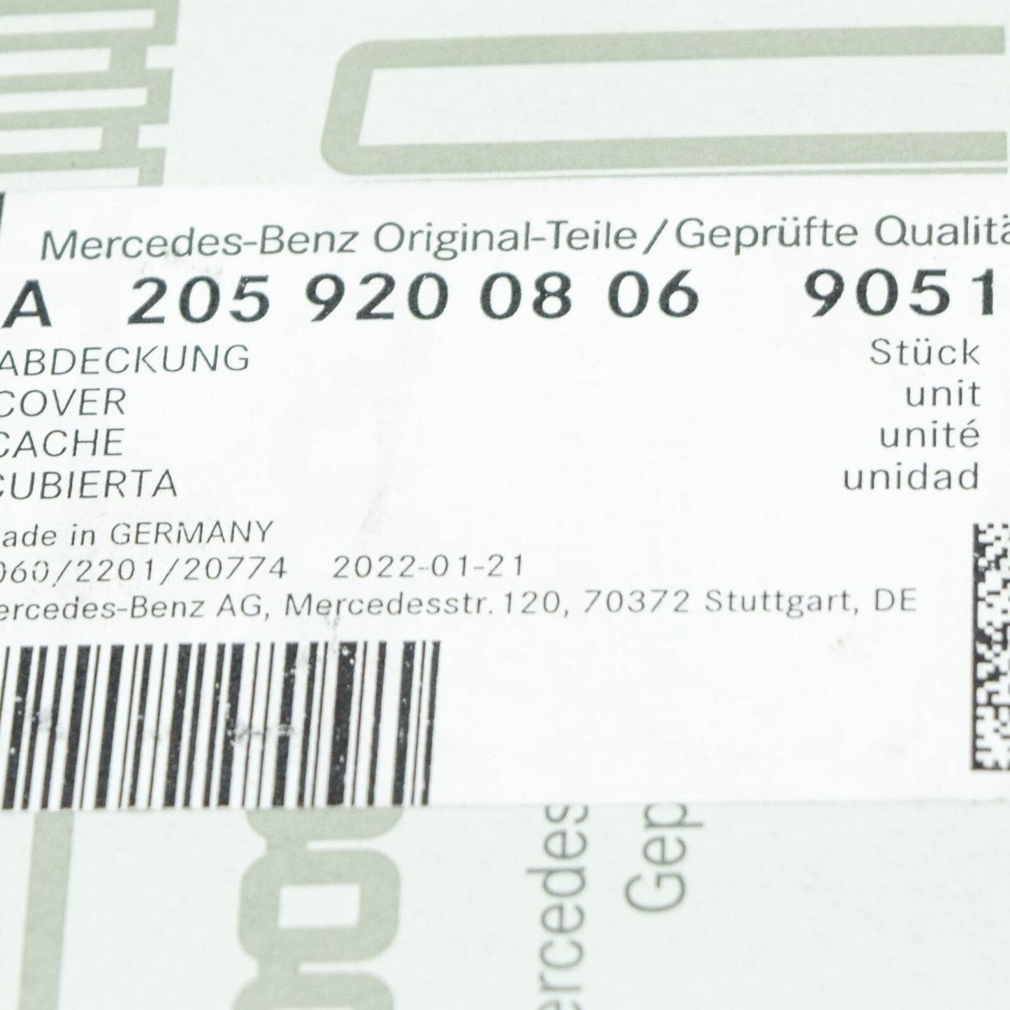 NEW MERCEDES-BENZ C C205 REAR SEAT CUSHION ISOFIX COVER A20592008069051 ORIGINAL