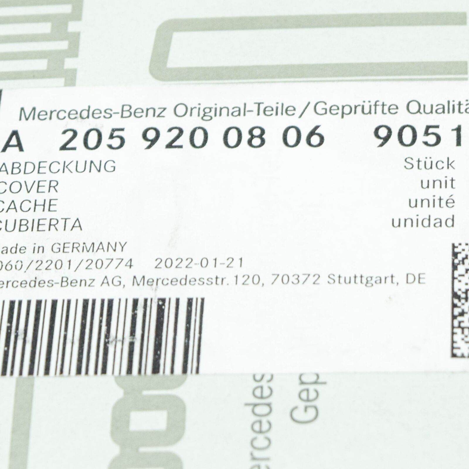 NEW MERCEDES-BENZ C C205 REAR SEAT CUSHION ISOFIX COVER A20592008069051 ORIGINAL