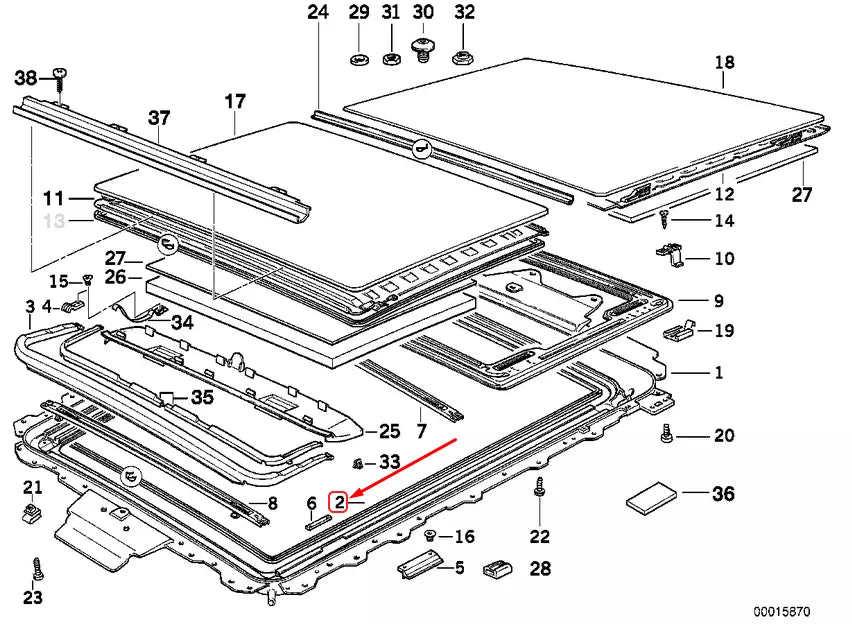NEW BMW 5 TOURING E34 SLIDING LIFTING ROOF GASKET COVER 54128133642 ORIGINAL
