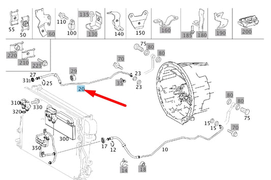 NEW MERCEDES-BENZ S W221 AMG OIL COOLER TO TRANSMISSION LINE A2212704696
