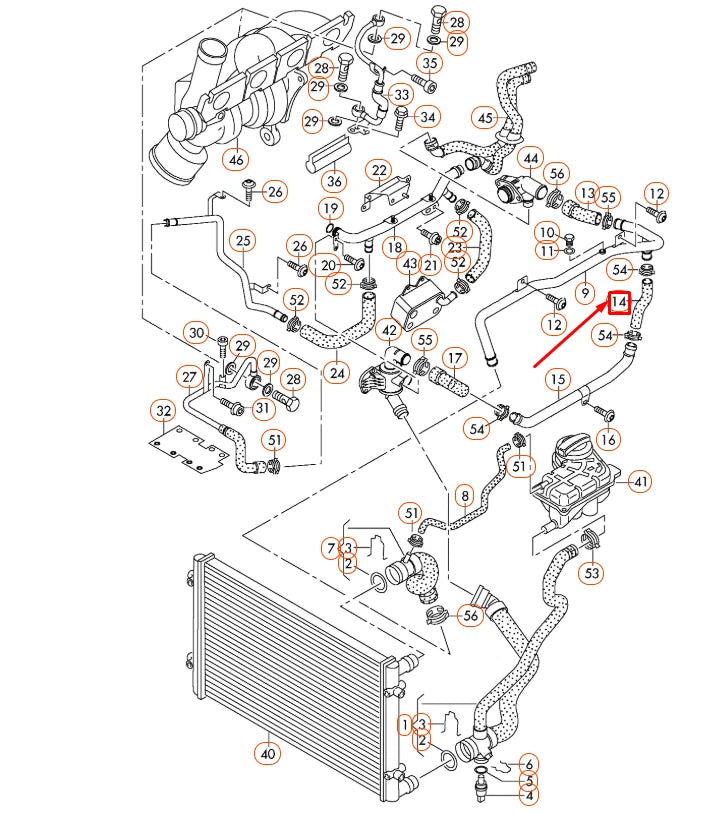NEW AUDI A4 B7 ENGINE COOLANT HOSE 06D121057L ORIGINAL