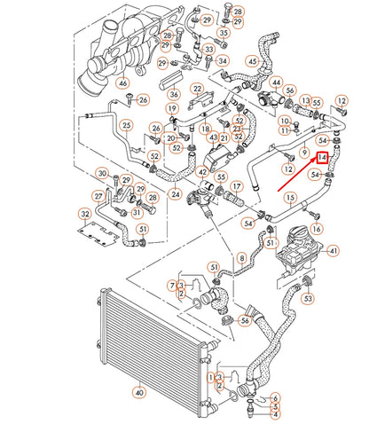 NEW AUDI A4 B7 ENGINE COOLANT HOSE 06D121057L ORIGINAL