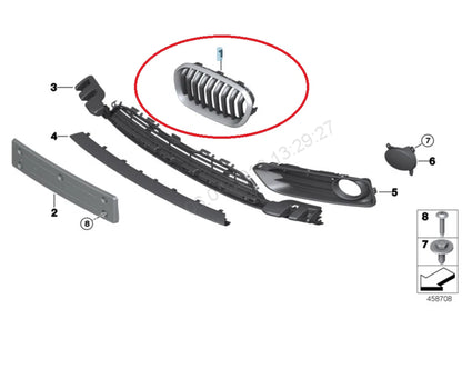 NEW BMW 1 F20 FRONT BUMPER RIGHT UPPER GRILLE 51137371686 7371686 2015 ORIGINAL