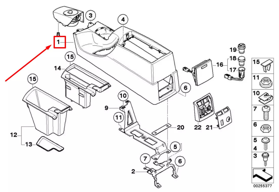 NEW BMW X3 E83 LOWER CENTER CONSOLE ARMREST 51163404787 3404787 ORIGINAL