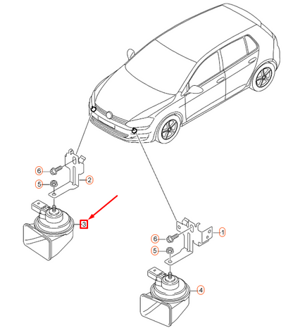 new volkswagen golf mk7 low tone fanfare 5q0951221 original