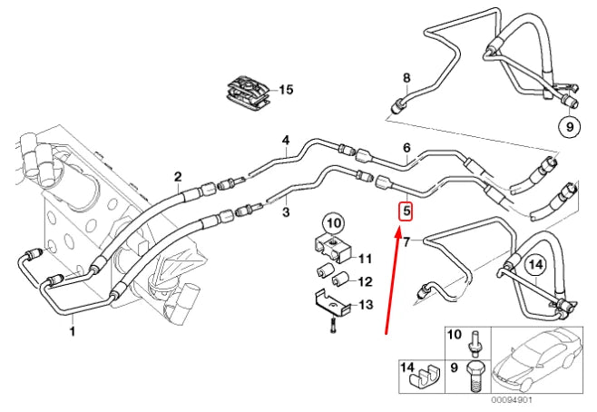 NEW BMW 7 E65 REAR DYNAMIC DRIVE PRESSURE HOSE ASSY 37136753037 ORIGINAL