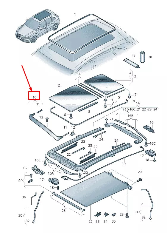 NEW AUDI Q5 8R SUNROOF WIND DEFLECTOR 8R0877651 ORIGINAL