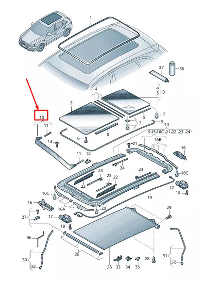 NEW AUDI Q5 8R SUNROOF WIND DEFLECTOR 8R0877651 ORIGINAL