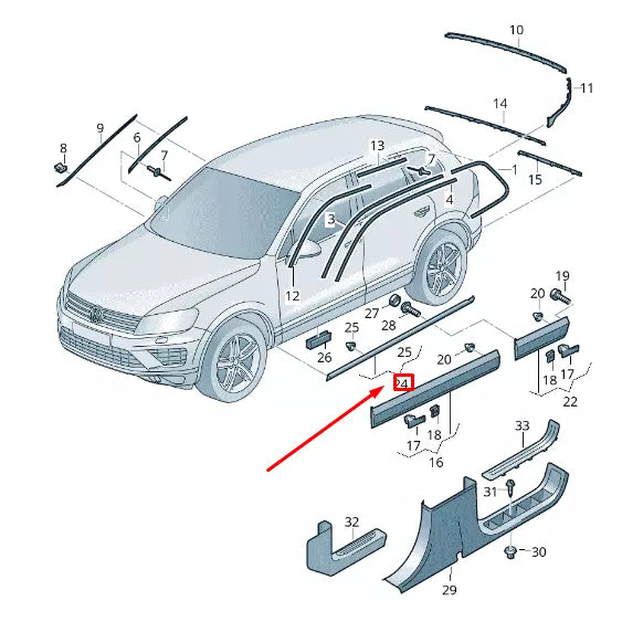 NEW VW TOUAREG 7P MK2 LEFT ROCKER PANEL GUARD LOWER SEAL 7P6837119A5AP