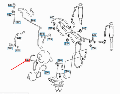 NEW MERCEDES-BENZ SL R230 HYDRAULIC SYSTEM OIL LINE A2303201654 ORIGINAL