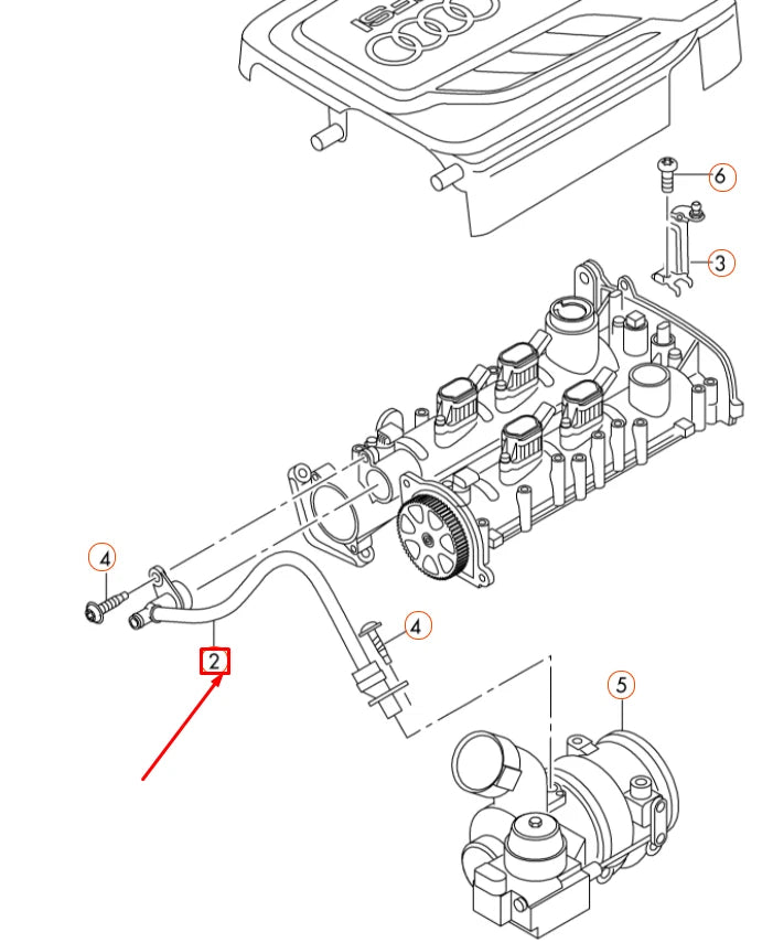 NEW VOLKSWANGEN JETTA A6 MK6 VENT HOSE 04E103474H ORIGINAL
