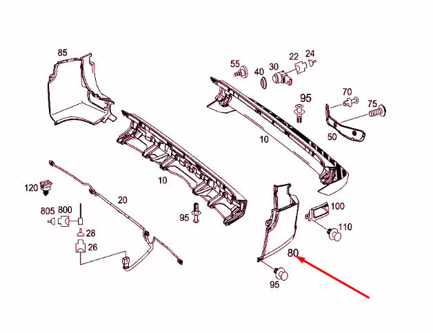NEW MB SPRINTER 906 REAR BUMPER LEFT CORNER TRIM A90688045719B51 ORIGINAL